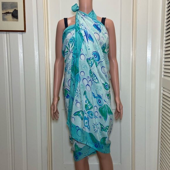 100% Silk Lotty B. Mustique Sarong Scarf - Picture 8 of 16